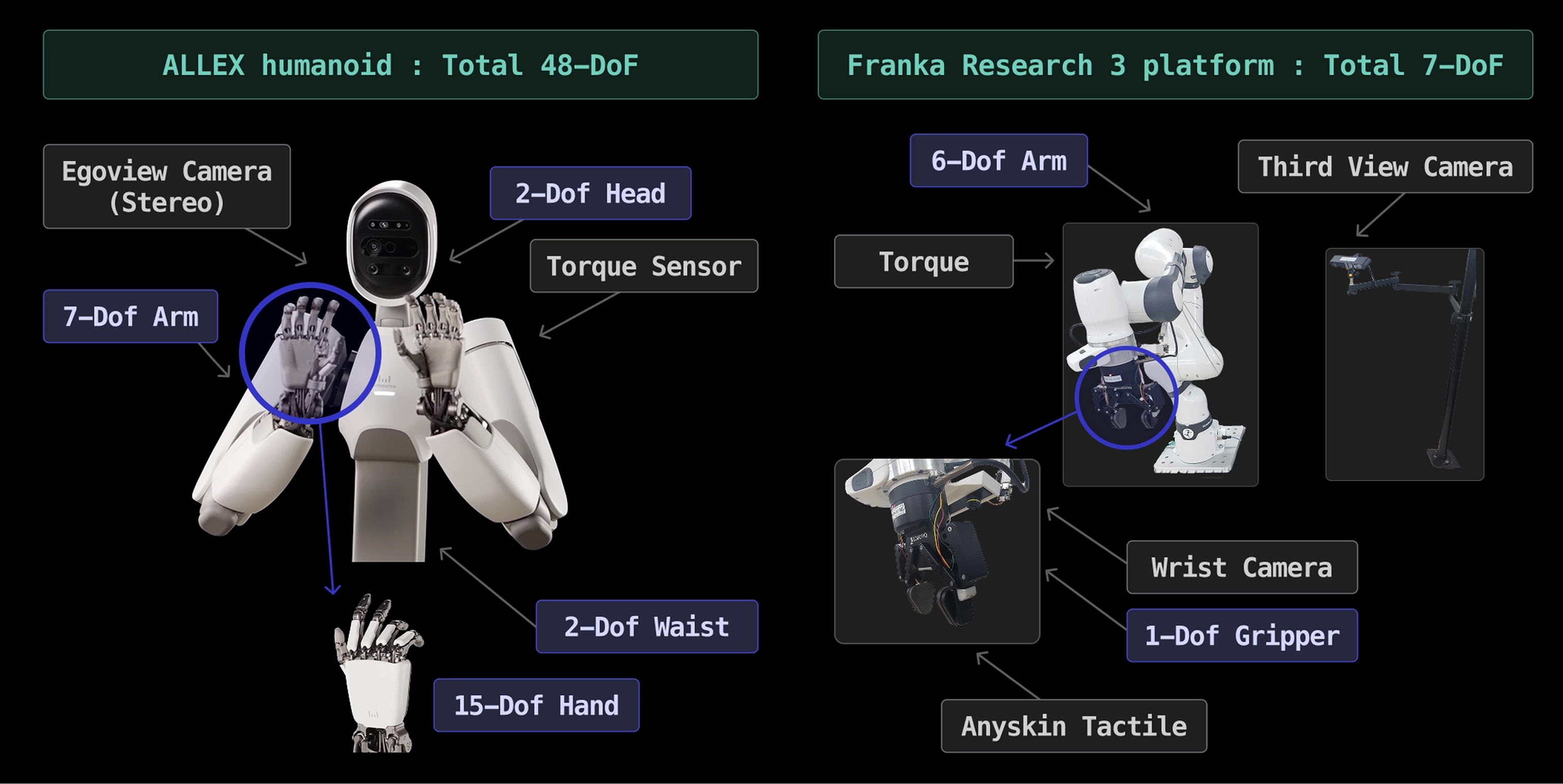 Mid-Training Target Embodiments: ALLEX humanoid and Franka Research 3